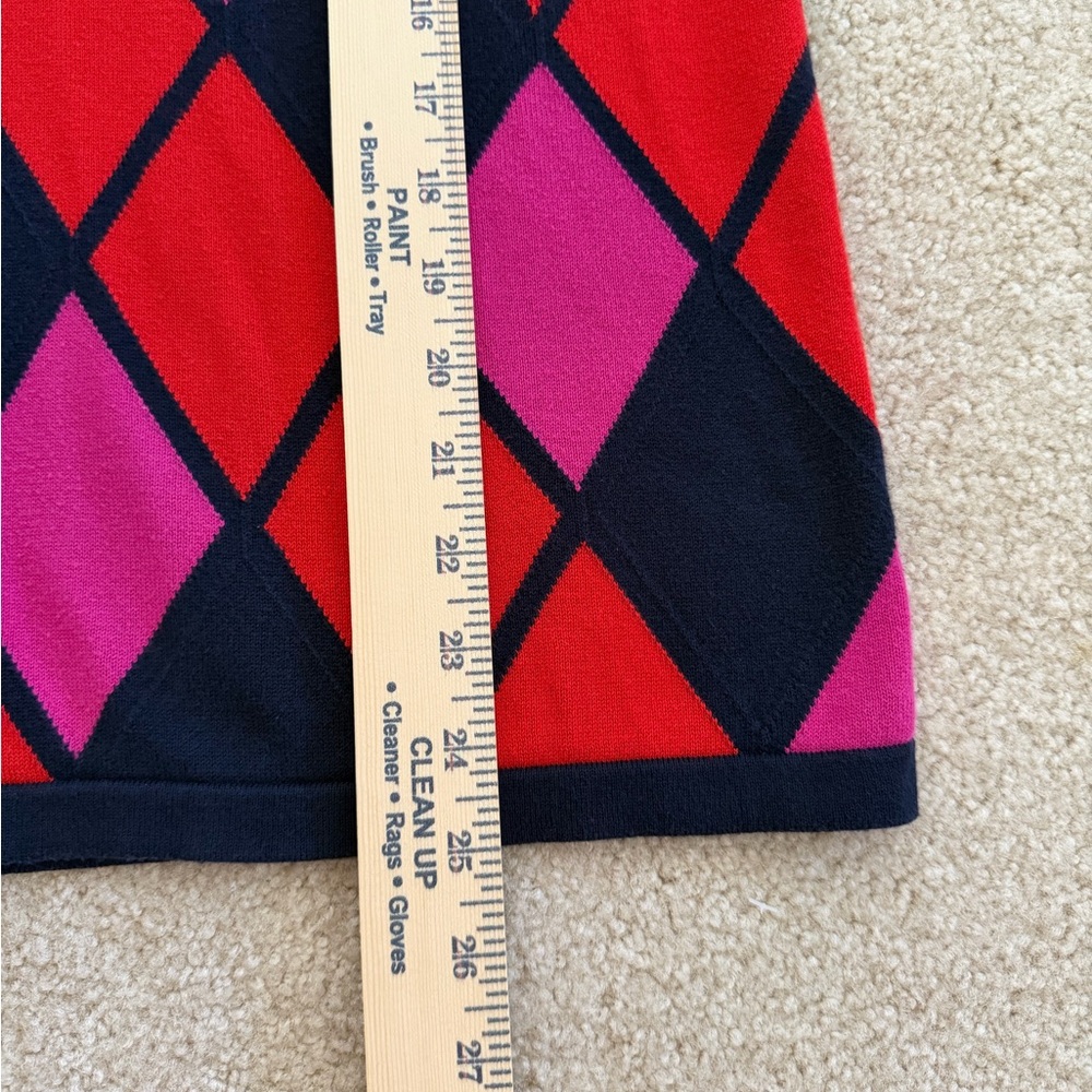 Tommy Hilfiger V-Neck Sweater - Black, Red, and Pink Argyle Medium - Picture 6 of 6